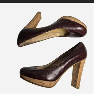 MICHAEL Michael Kors Burgundy Leather Cork Platform Pumps